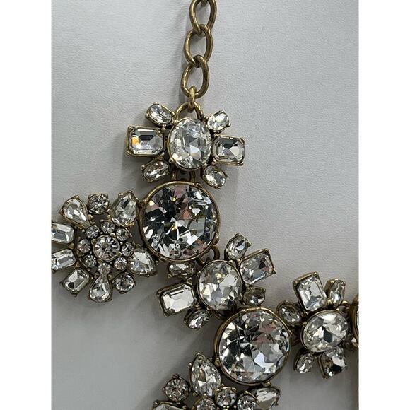 J. Crew Multi Shaped Large Rhinestone Wheels Bling Statement Necklace - Picture 2 of 16
